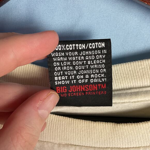 Oneita Big Johnson Thrashed Cotton Crewneck Fishing Tee White XL Made in USA - Picture 7 of 14